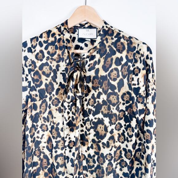 Alexis Lydia Dress sz M Medium 8 10 Long Sleeved Collared Mini Leopard Bow $433 - Picture 5 of 5